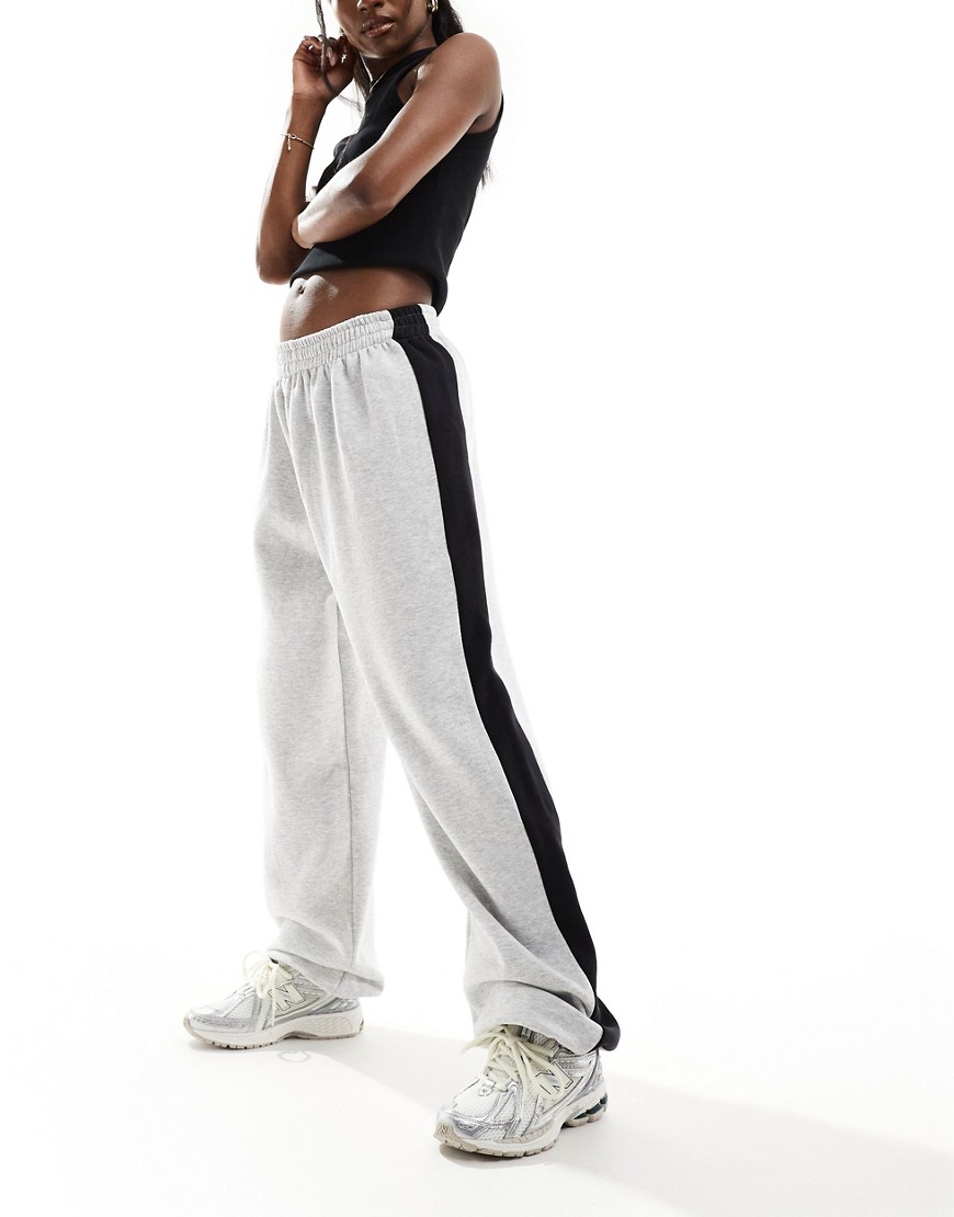 Asos Design Oversized Sweatpants With Side Stripe In Gray-multi