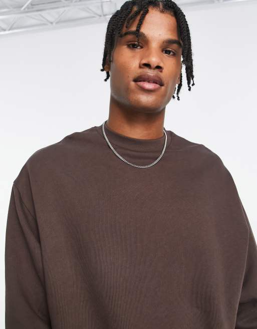 ASOS DESIGN super oversized sweatshirt in light brown