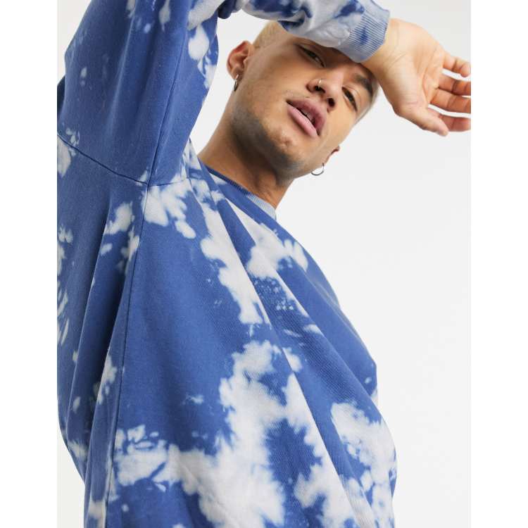 ASOS DESIGN oversized sweatshirt and shorts set in blue tie dye | ASOS