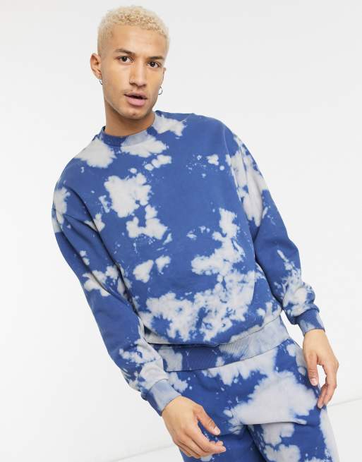 ASOS DESIGN oversized sweatshirt and shorts set in blue tie dye | ASOS