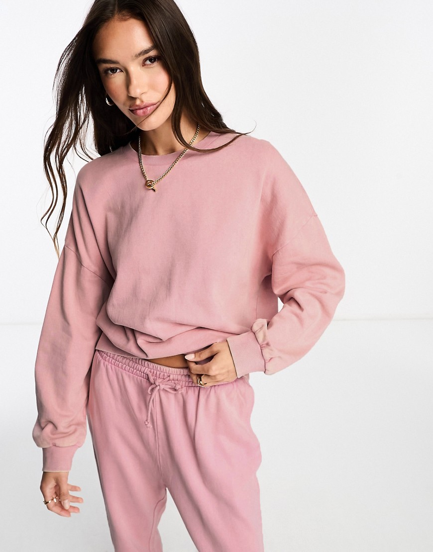 ASOS DESIGN oversized sweatshirt co-ord in washed pink