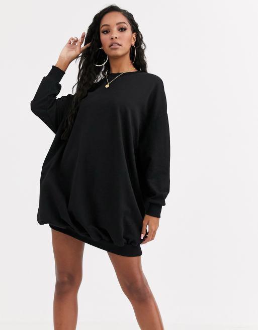 ASOS DESIGN oversized mini sweatshirt dress in acid wash charcoal