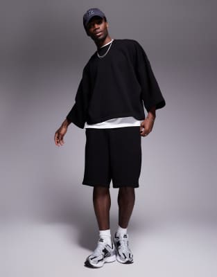 ASOS DESIGN oversized sweatshirt fabric T-shirt in black - part of a set