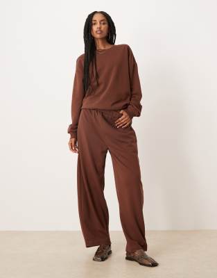 Asos Design Oversized Sweatshirt Fabric Top In Brown