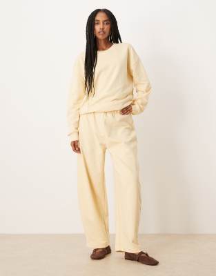 Asos Design Oversized Sweatshirt Fabric Top In Yellow