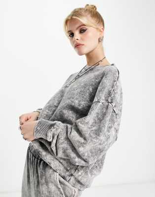 ASOS DESIGN - Oversized sweatshirt i meget forvasket sort