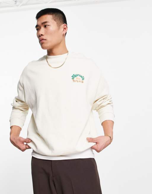 エイソス ASOS DESIGN oversized sweatshirt in beige with outdoors