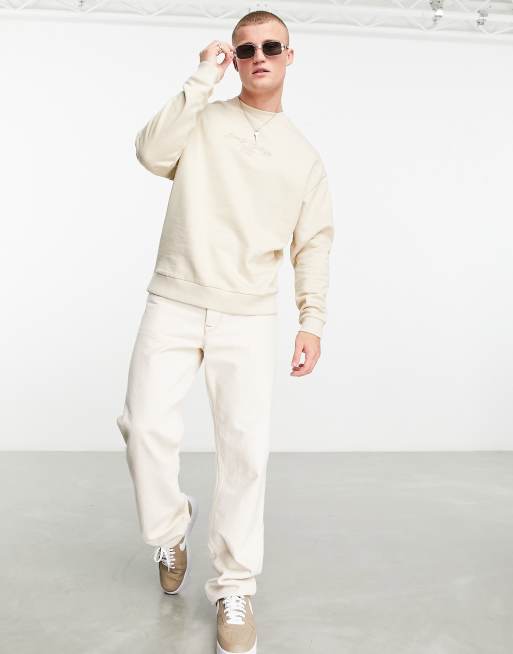 Asos design oversized sweatshirt in beige sale