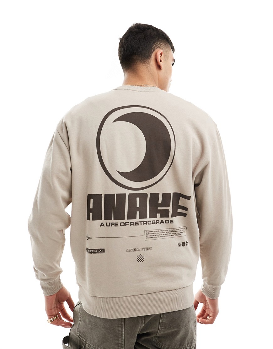 Asos Design Oversized Sweatshirt In Beige With Front And Back Print-neutral