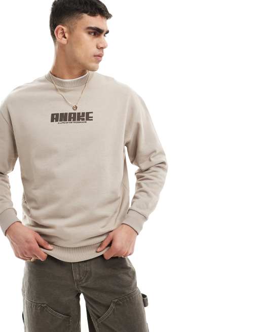 Asos design oversized sweatshirt in beige hotsell