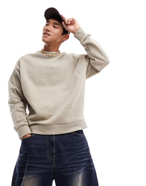 Asos design oversized sweatshirt in beige sale