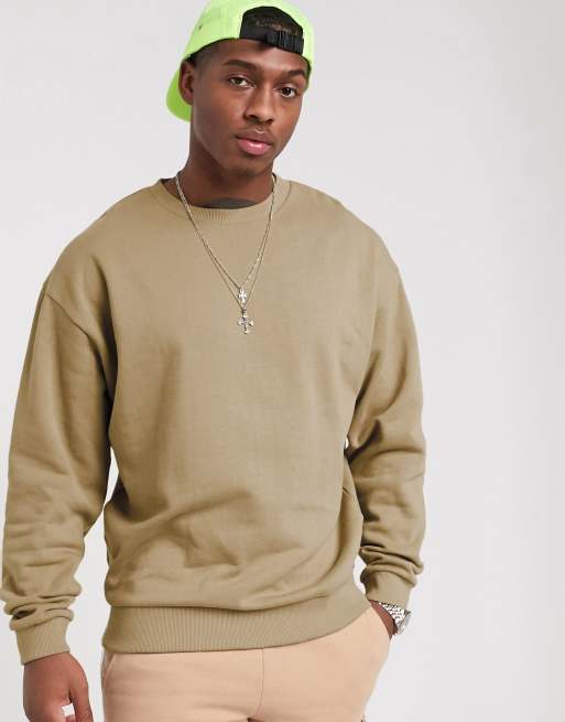 ASOS DESIGN oversized sweatshirt in beige