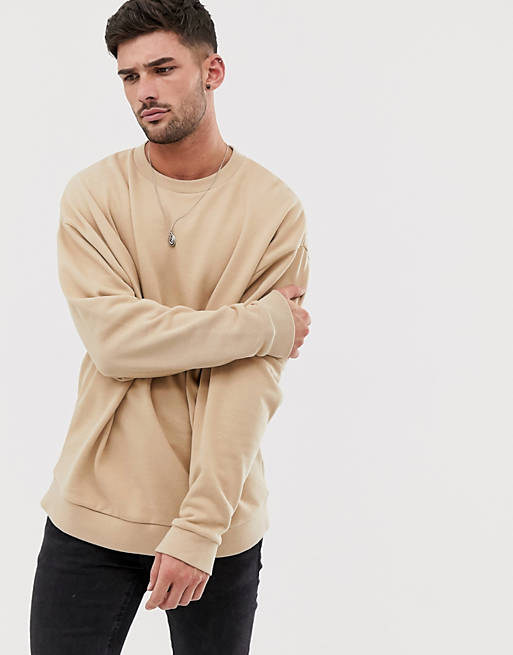 ASOS DESIGN oversized sweatshirt in beige | ASOS