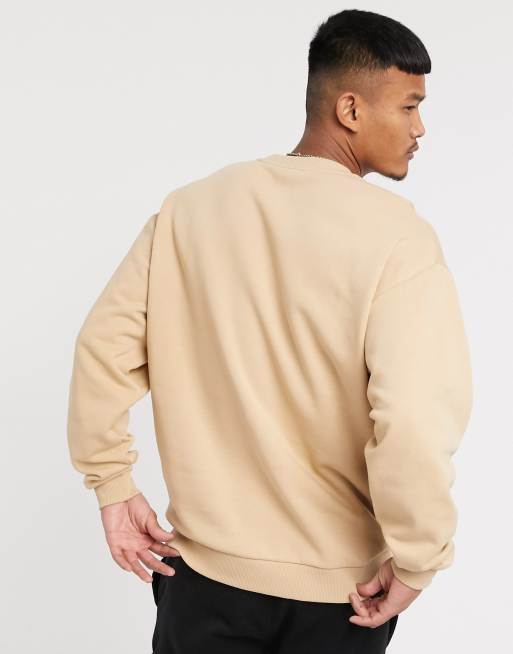 Asos design oversized sweatshirt in beige new arrivals