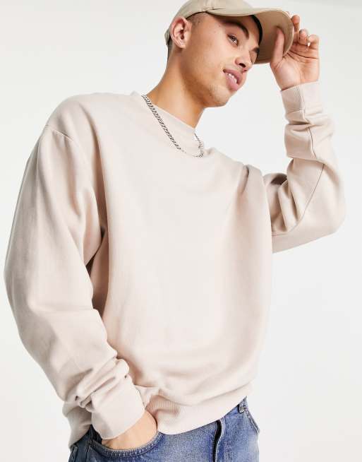 ASOS DESIGN oversized sweatshirt in beige