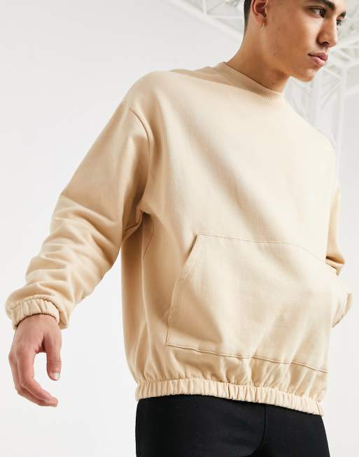 ASOS DESIGN oversized sweatshirt in beige