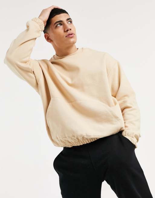 ASOS DESIGN oversized sweatshirt in beige