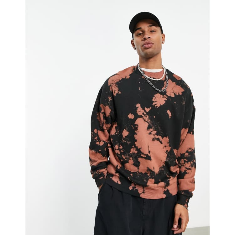 ASOS DESIGN oversized sweatshirt in black and burnt orange tie dye | ASOS