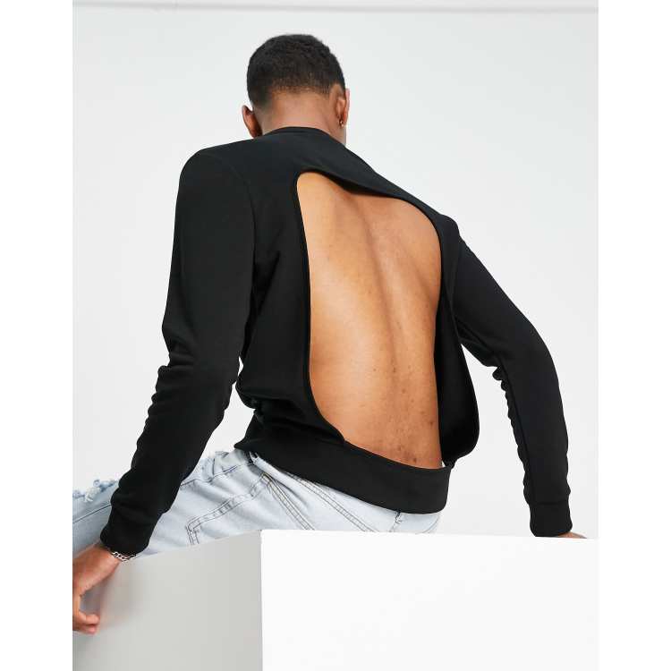ASOS DESIGN oversized sweatshirt in black with back cut out ASOS