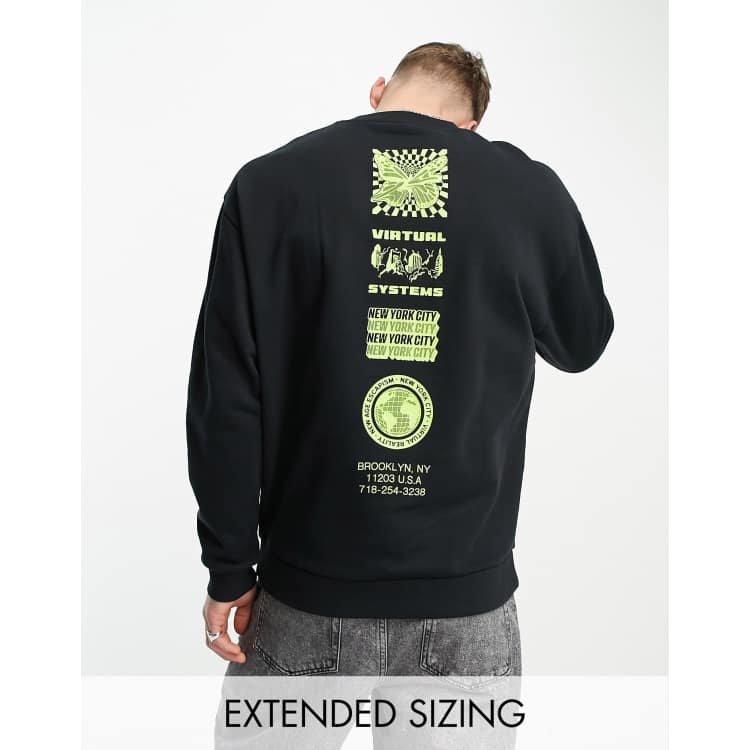 ASOS DESIGN oversized sweatshirt in black with spine back print