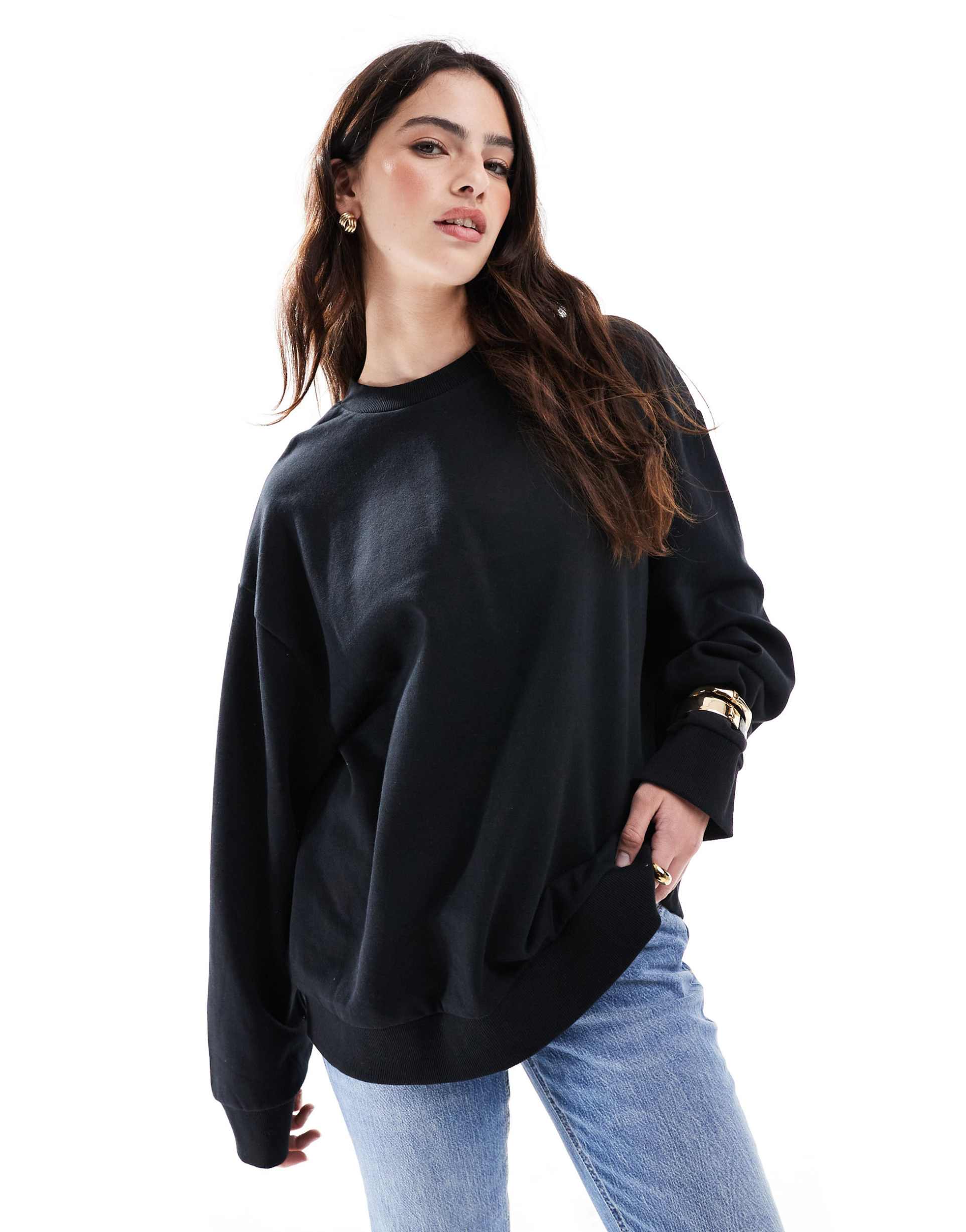 asos design oversized sweatshirt in black