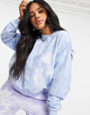 ASOS DESIGN oversized sweatshirt in blue tie dye-Purple