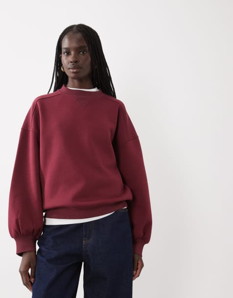 ASOS DESIGN oversized sweatshirt in bordeauxrood - view 1