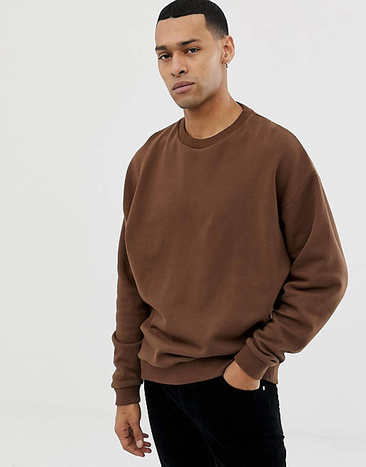 ASOS DESIGN oversized sweatshirt in brown | ASOS