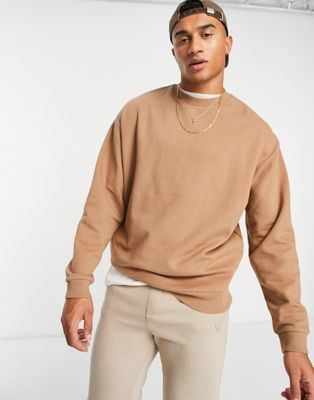 ASOS DESIGN oversized sweatshirt in brown - ASOS Price Checker