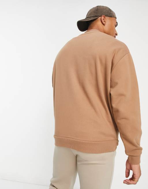 ASOS DESIGN super oversized sweatshirt in light brown