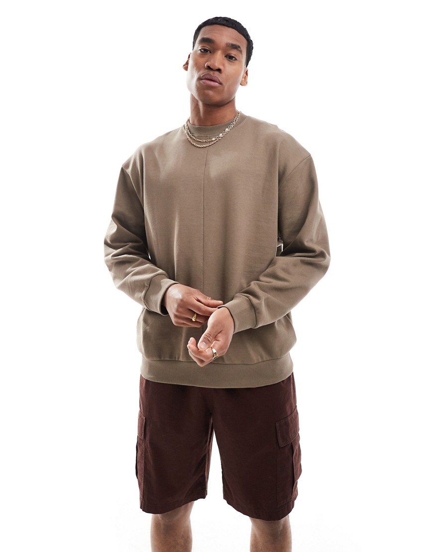 Asos Design Oversized Sweatshirt In Brown