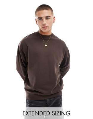 Asos Design Oversized Sweatshirt In Brown