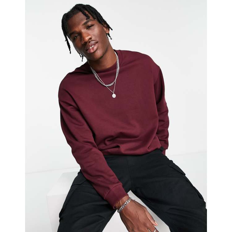 ASOS DESIGN oversized sweatshirt in burgundy | ASOS