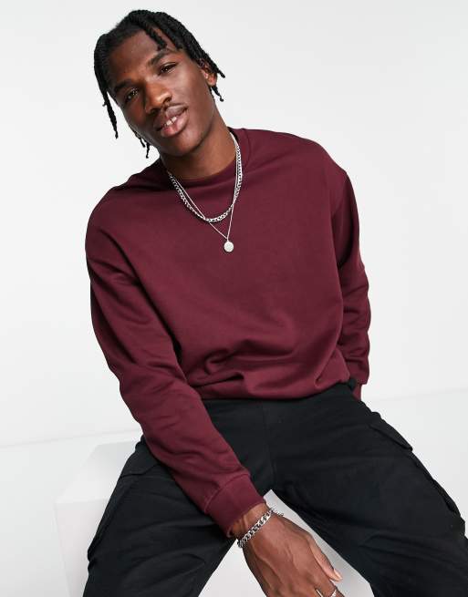 ASOS DESIGN oversized sweatshirt in burgundy | ASOS