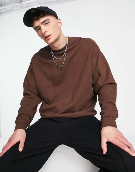 ASOS DESIGN oversized sweatshirt in chocolate brown | ASOS