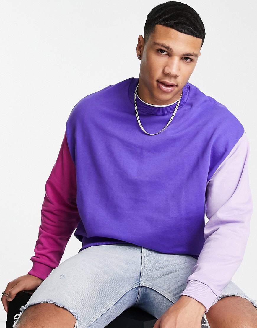 ASOS DESIGN oversized sweatshirt in color block-Multi
