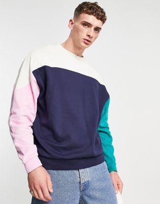 ASOS DESIGN oversized sweatshirt in contrast colour block