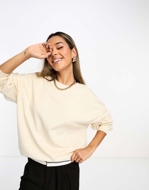 ASOS DESIGN oversized sweatshirt in cream ASOS