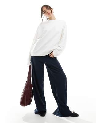 Asos Design Heavyweight Oversized Sweatshirt In Heathered Ice-gray In White