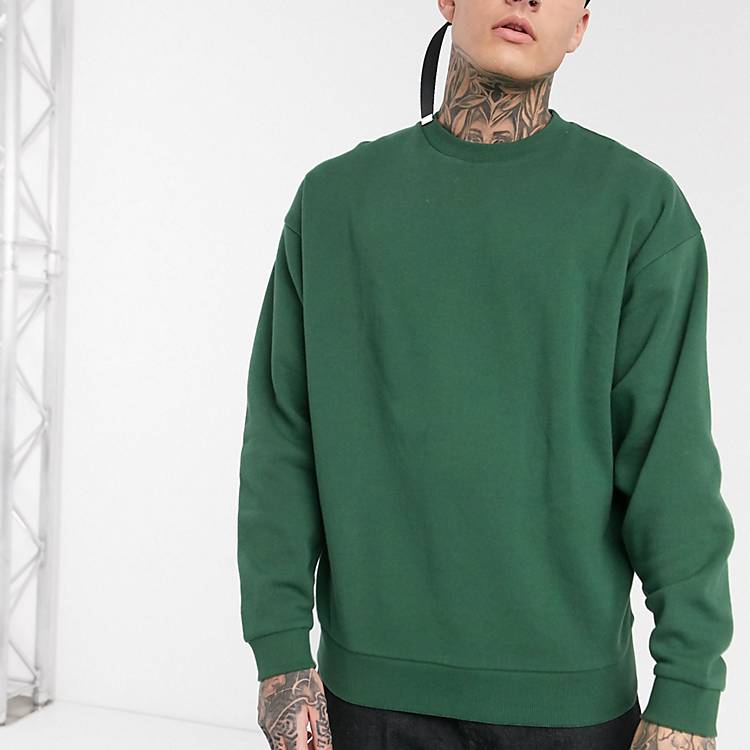 ASOS DESIGN oversized sweatshirt in dark green
