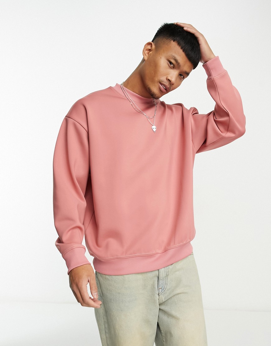ASOS DESIGN oversized sweatshirt in dusty pink scuba