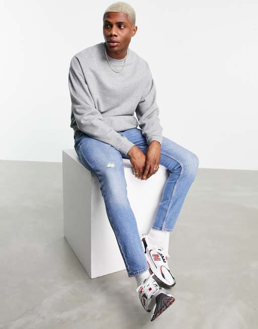 ASOS DESIGN oversized sweatshirt in gray marl | ASOS