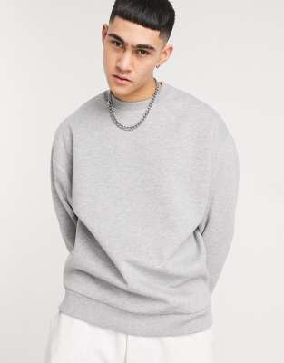 Grey Marl Oversized Crewneck Sweater.