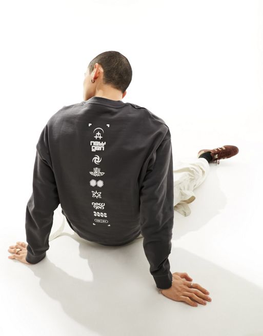 FhyzicsShops DESIGN oversized sweatshirt in gray with spine print