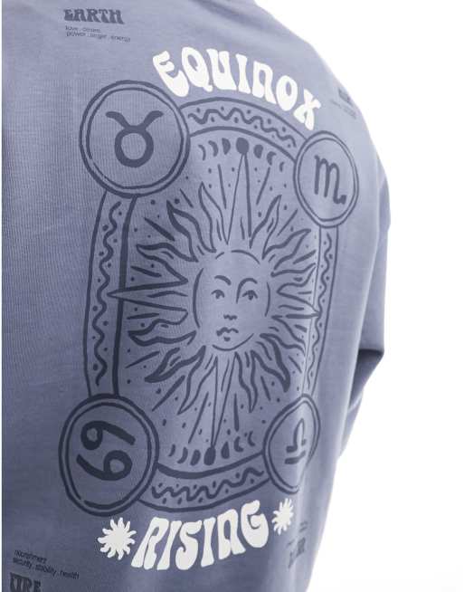 ASOS DESIGN oversized sweatshirt in gray with sun back print, 3 of 4