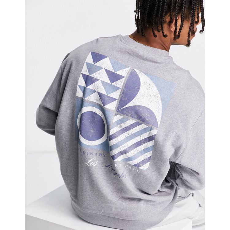 ASOS DESIGN oversized sweatshirt in grey marl with back print