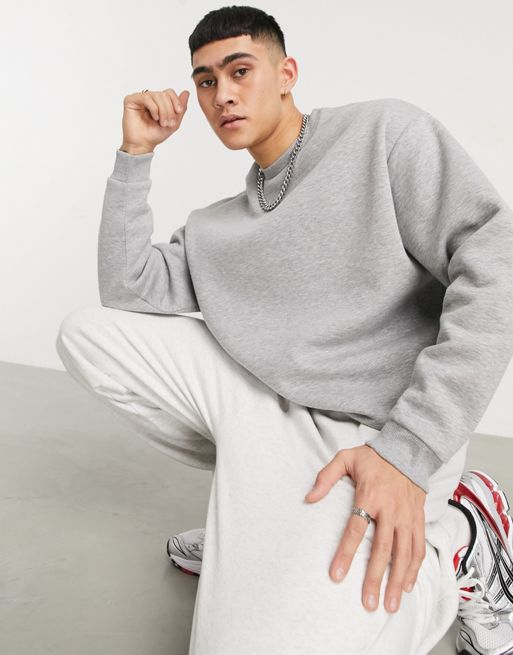ASOS DESIGN oversized sweatshirt in grey marl