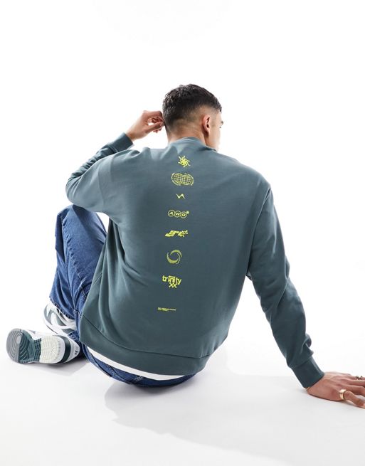 FhyzicsShops DESIGN oversized sweatshirt in grey with back spine print