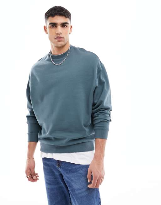 ASOS DESIGN oversized sweatshirt in grey with back spine print ASOS