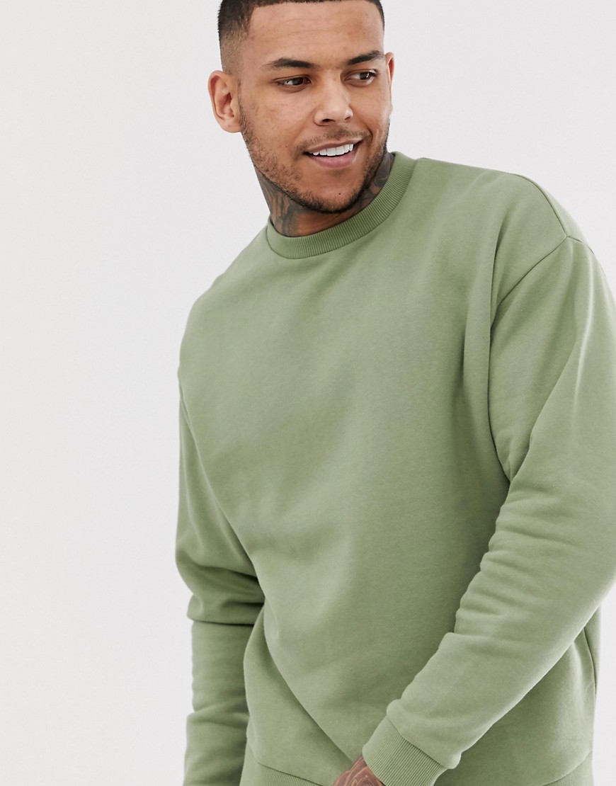 ASOS DESIGN - Oversized sweatshirt in kaki-Groen